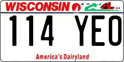 WI license plate 114YEO