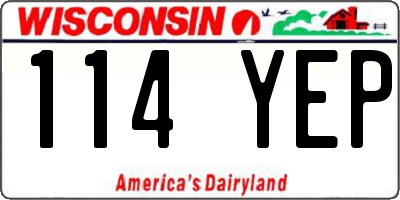 WI license plate 114YEP