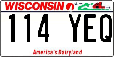 WI license plate 114YEQ