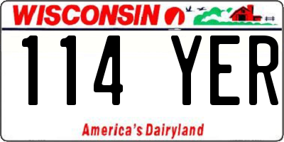 WI license plate 114YER