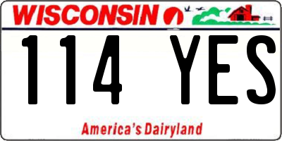 WI license plate 114YES