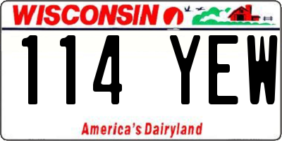 WI license plate 114YEW