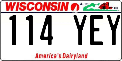 WI license plate 114YEY