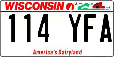 WI license plate 114YFA