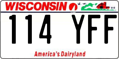 WI license plate 114YFF