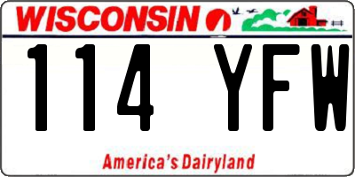 WI license plate 114YFW