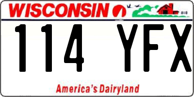 WI license plate 114YFX