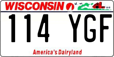 WI license plate 114YGF