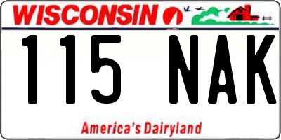 WI license plate 115NAK