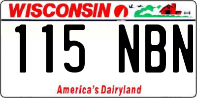 WI license plate 115NBN