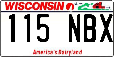 WI license plate 115NBX