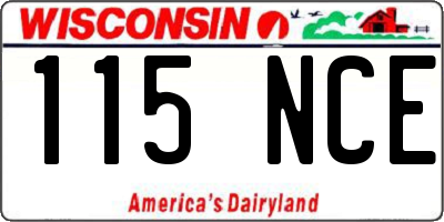 WI license plate 115NCE