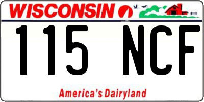 WI license plate 115NCF