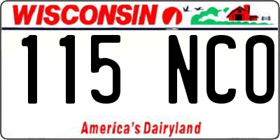 WI license plate 115NCO