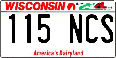 WI license plate 115NCS