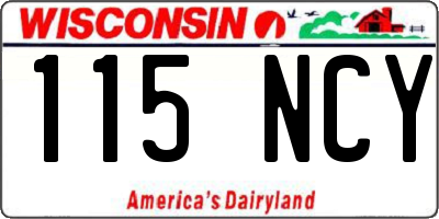 WI license plate 115NCY