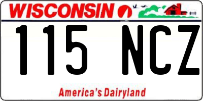 WI license plate 115NCZ