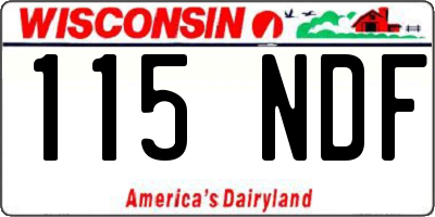 WI license plate 115NDF