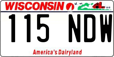 WI license plate 115NDW