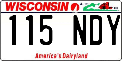 WI license plate 115NDY