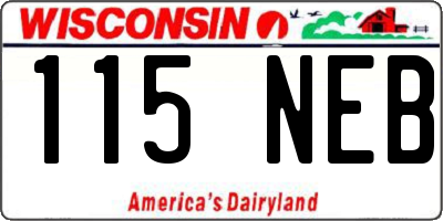 WI license plate 115NEB