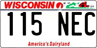 WI license plate 115NEC