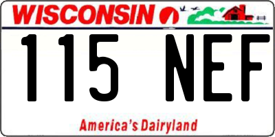 WI license plate 115NEF