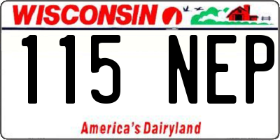 WI license plate 115NEP