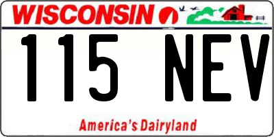 WI license plate 115NEV