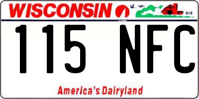 WI license plate 115NFC