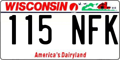 WI license plate 115NFK