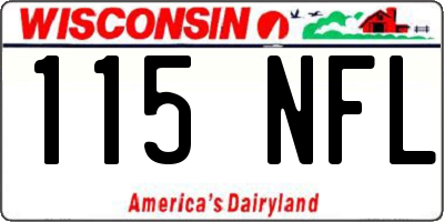 WI license plate 115NFL