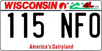 WI license plate 115NFO