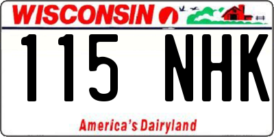 WI license plate 115NHK