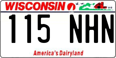 WI license plate 115NHN