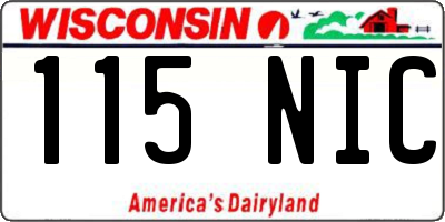 WI license plate 115NIC