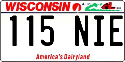 WI license plate 115NIE