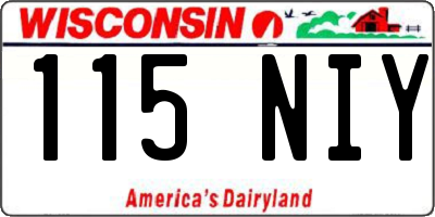 WI license plate 115NIY