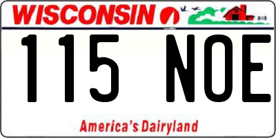WI license plate 115NOE