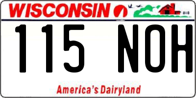 WI license plate 115NOH
