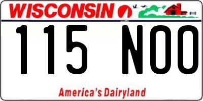 WI license plate 115NOO