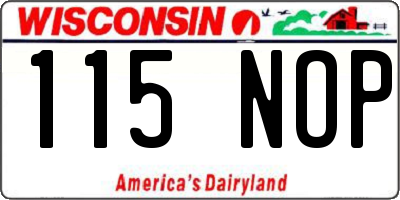 WI license plate 115NOP