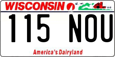 WI license plate 115NOU