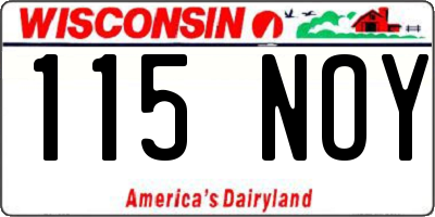 WI license plate 115NOY