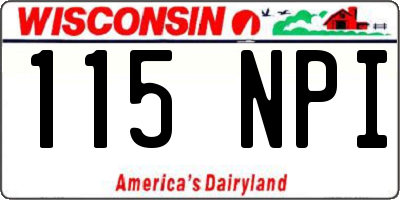 WI license plate 115NPI