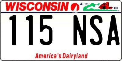 WI license plate 115NSA