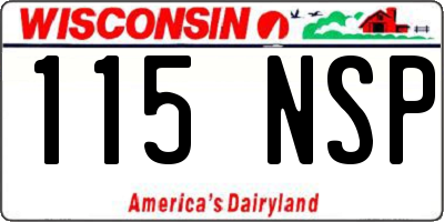 WI license plate 115NSP