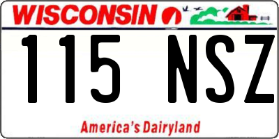 WI license plate 115NSZ