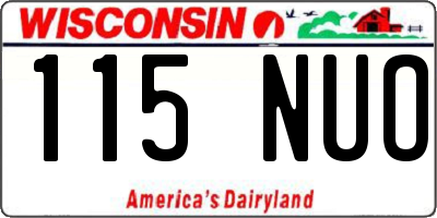 WI license plate 115NUO