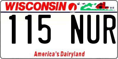 WI license plate 115NUR